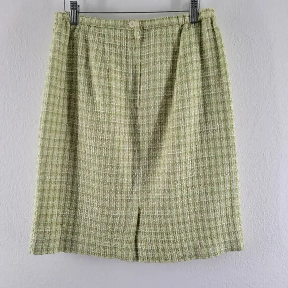 Karen Scott‎ Tweed Skirt Womens Sz 10 Boucle Green Lime